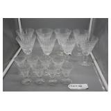 Eight Waterford wine and Eight Waterford 1oz liquo