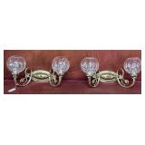 Pair Waterford Lismore Brass 2-light wall sconces