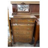 Oak dresser with six drawers, rectangular beveled