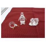 3 pcs. Swarovski: penguin, kiwi, and swan