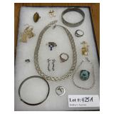 Sterling jewelry incl woven necklace,