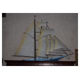 Large cast metal sailing ship art