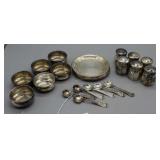 Sterling Salts, Pepper Shakers, Spoons, & Coasters