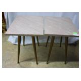Pair Midcentury pink marbletop rectangular tables