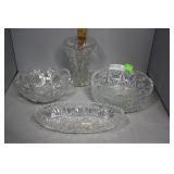 Four pc brilliant cut crystal: vase, candy dish, c