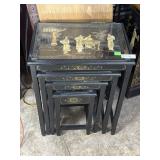 Chinese black lacquer 4 pc graduated inlaid tables