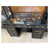 Chinese inlaid black lacquer 6-drawer desk