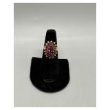 14kt gold oval cluster ring w/ red stone 5.3gtw