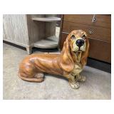 Concrete painted basset hound - 29" L