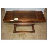 Burl oak occasional table with slide out leaves