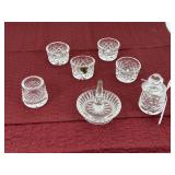 7 pcs Waterford: ring hold dish, salts, & honeypot