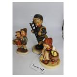 Three Hummel figures: girl with chicks, Playmates,