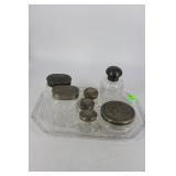 Waterford dresser tray with seven lidded Waterford