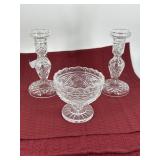 2 pcs. Waterford: candlestick & pedestal bowl