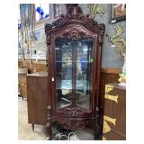 Contemporary rosewood finish 3-teir corner cabinet