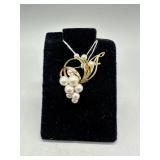 14kt Pearl Grape Cluster Brooch/Pendant 8.0gtw
