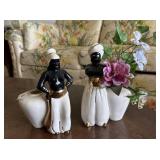 Pair 1960s Blackamoor ceramic planters