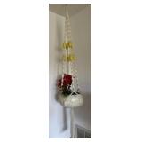 macramï¿½ hanging planter in yellow & cream