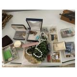 Jewelry grouping - one 14kt earring, necklaces pen