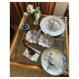 Chinese plate, Spode plate, hammered aluminum, bud