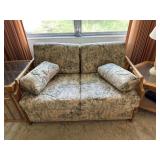Two pc bamboo sofa & love seat with wear