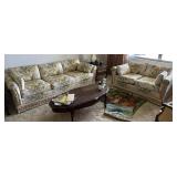 Vintage floral upholstered sofa & loveseat