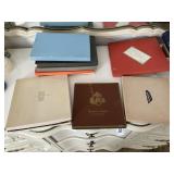 Vintage hankies, hand sewn napkins, nylons,