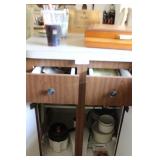"Junk drawer contents", & small kitchen appliances