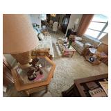 4pc living room table set - bamboo style glass top