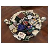 Aluminum serving tray loaded with advertising matc