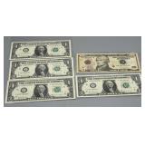 Four Consecutive US $1 Star Notes & US $10 Birthda