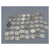 Fifty US Silver Quarters: 1935, 1936, 1938, (3)