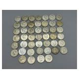 Forty Six US Kennedy Half Dollars: (5) 1965, (10)