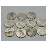 Eleven Eisenhower Dollars: (6) 1971, 1972, (4)