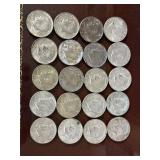 Twenty US Half Dollars: 1949 & 1950 Franklins