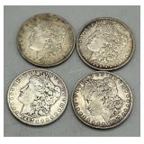 Four Morgan Silver Dollars: (2) 1887, 1888-O, & 18