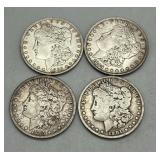 Four US Morgan Silver Dollars: (2) 1885, 1885-O, 1