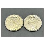 Two 1923 US Peace Dollars