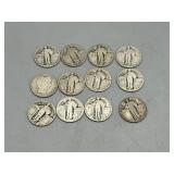 1902 Barber Quarter & Eleven Standing Liberty