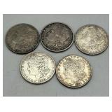 Five Morgan Silver Dollars: (4)1881 & 1881-O