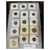 Eleven 'V' Nickels: 1900, 1904, 1905, 1906, 1907,