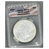 2009 ANACS MS70 Graded Silver Eagle Dollar
