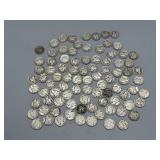89 Assorted US Mercury Dimes