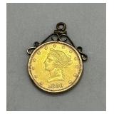 1880 US $10 Liberty Head Gold Coin in vintage beze