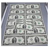 2017-A US $2 Consecutive dollars on and off incl 1