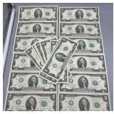 2017-A US $2 Consecutive dollars on and off and on