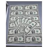19 US $2 Consecutive Dollars w/ miscuts*