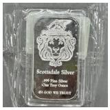 Scottsdale Silver Bar 1 troy oz fine silver