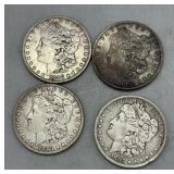 Four Morgan Silver Dollars: 1882, (2) 1883, & 1883