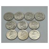 Ten Eisenhower Dollars: (2) 1971, (2) 1971-D, (2)